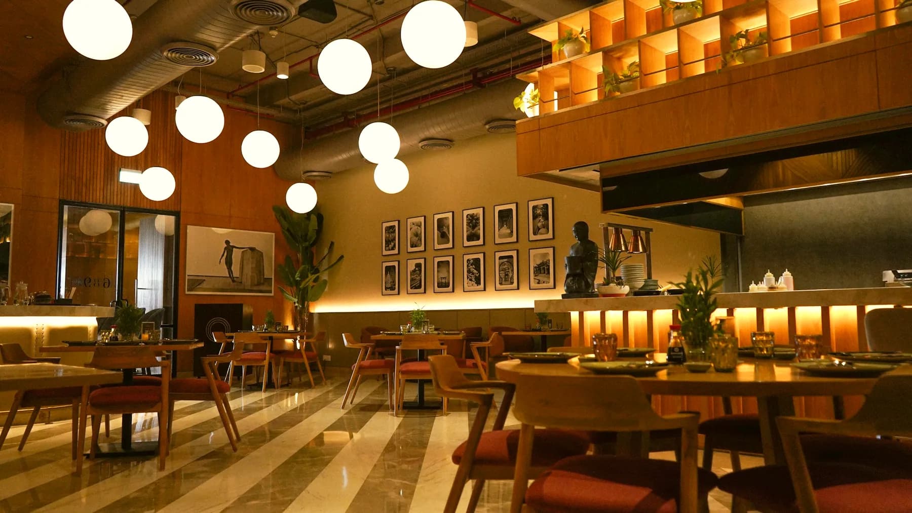 A modern Indian restaurant dining room